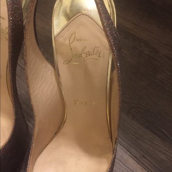 Christian Louboutin Lady Peep Glitter Slingback - Picture 2 of 8